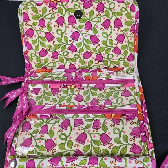 Vera Bradley Jewelry Folio Organizer Lilli Bell Pink Green Travel Bag NWOT - Picture 4 of 11